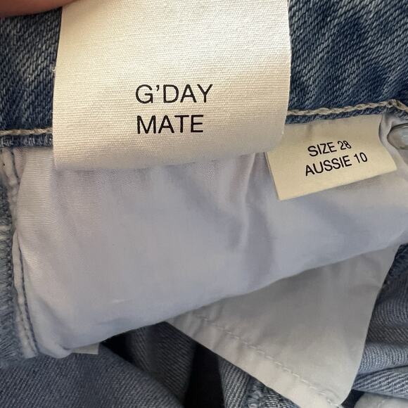 Rollas Jeans Size 28 High Rise Slim Bootcut Distress Light Wash Crop Hem i26 - Picture 5 of 6